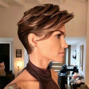 Short haircut with a side part