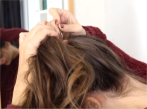 pin the ponytail with bobby pins