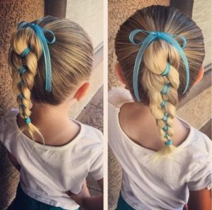 High ponytail with braid